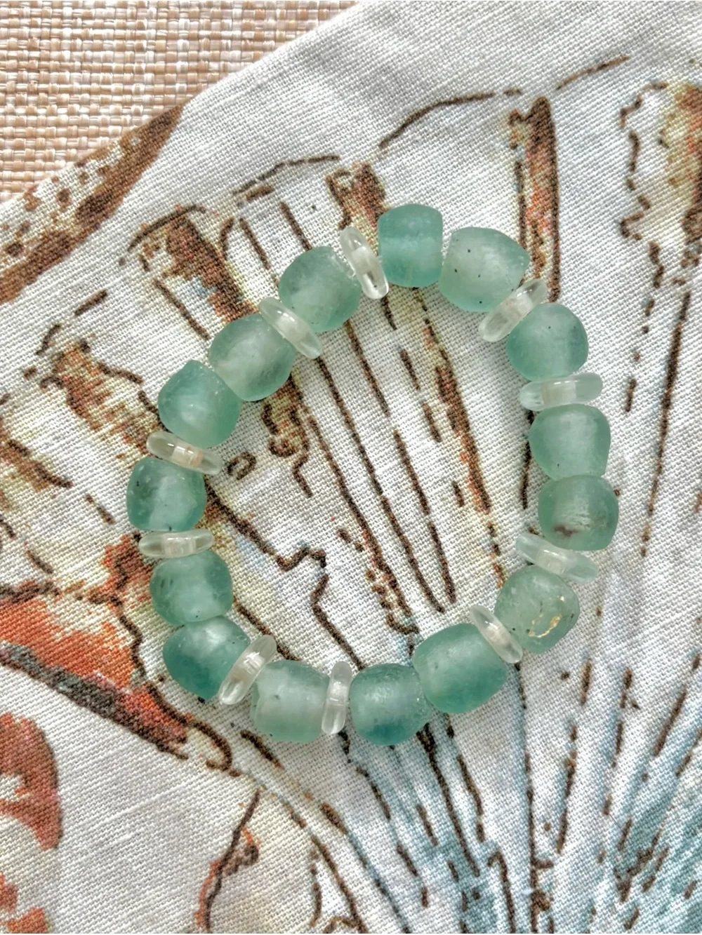 Sea Glass Green Stretch Beaded Bracelet - Women Jewelry